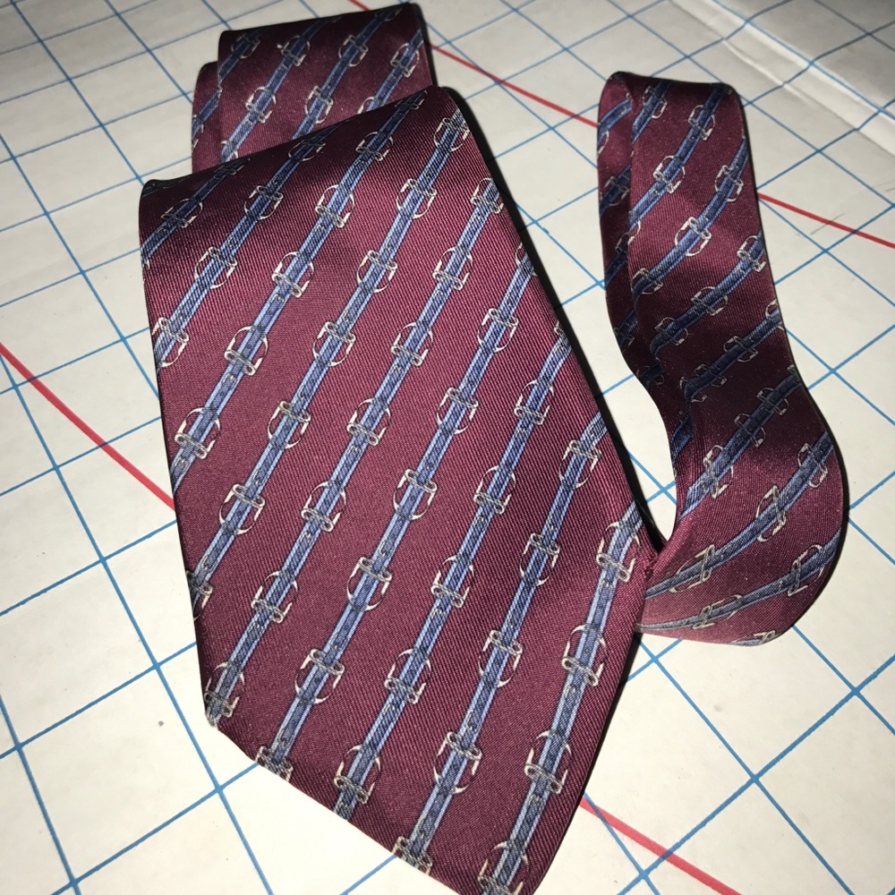 HERMES VINTAGE SILK TIE, STIRRUP BELT DESIGN