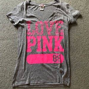Love pink v neck tee