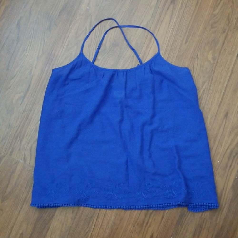 Blue embroidered tank