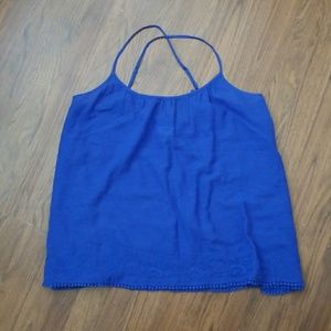 Blue embroidered tank