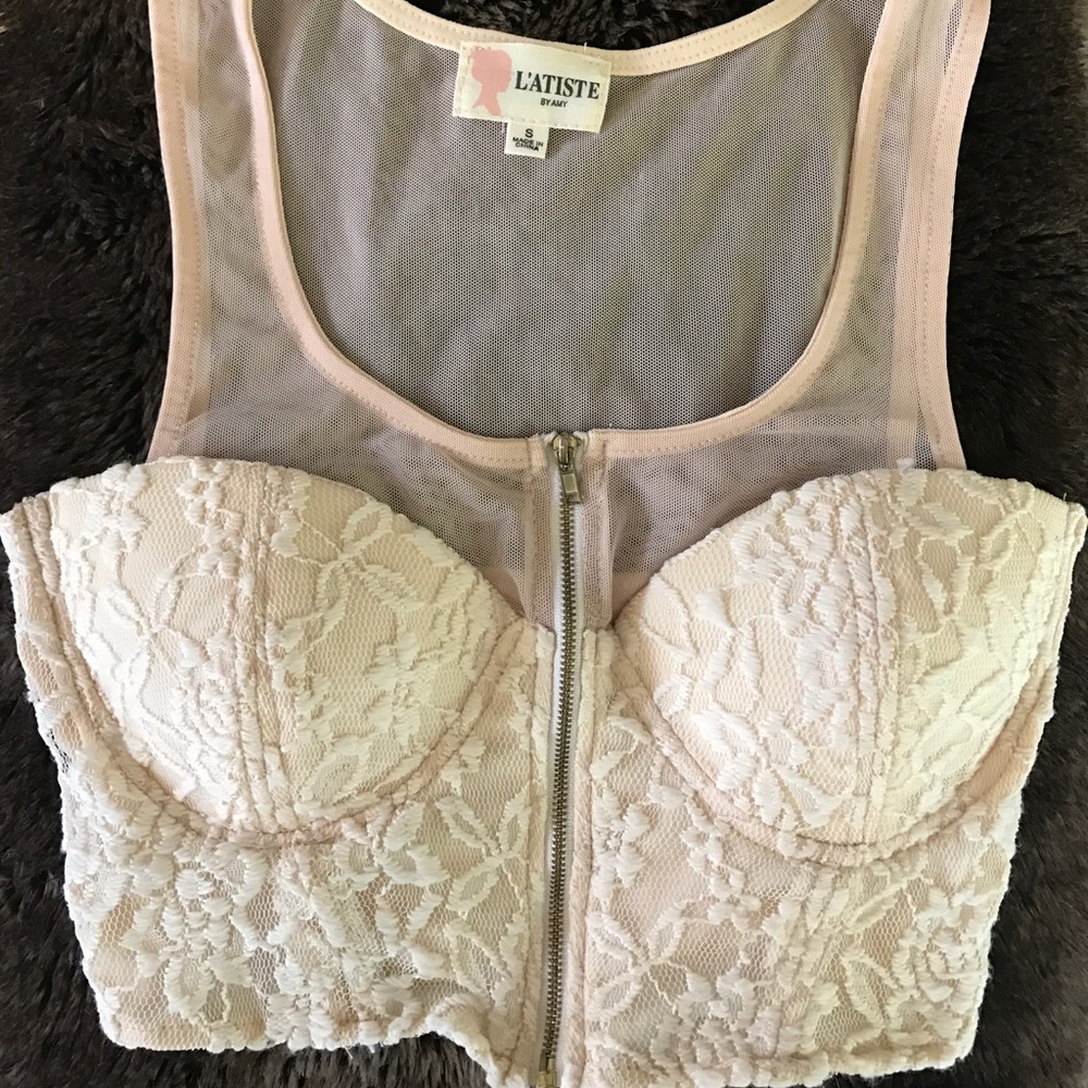 Light pink lace crop top