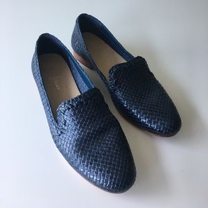 COLE HAAN Blue Woven Leather Loafers