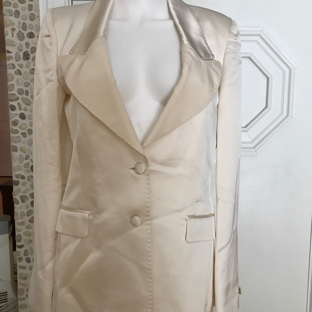 Roberto Cavalli Cream Silk Satin blazer