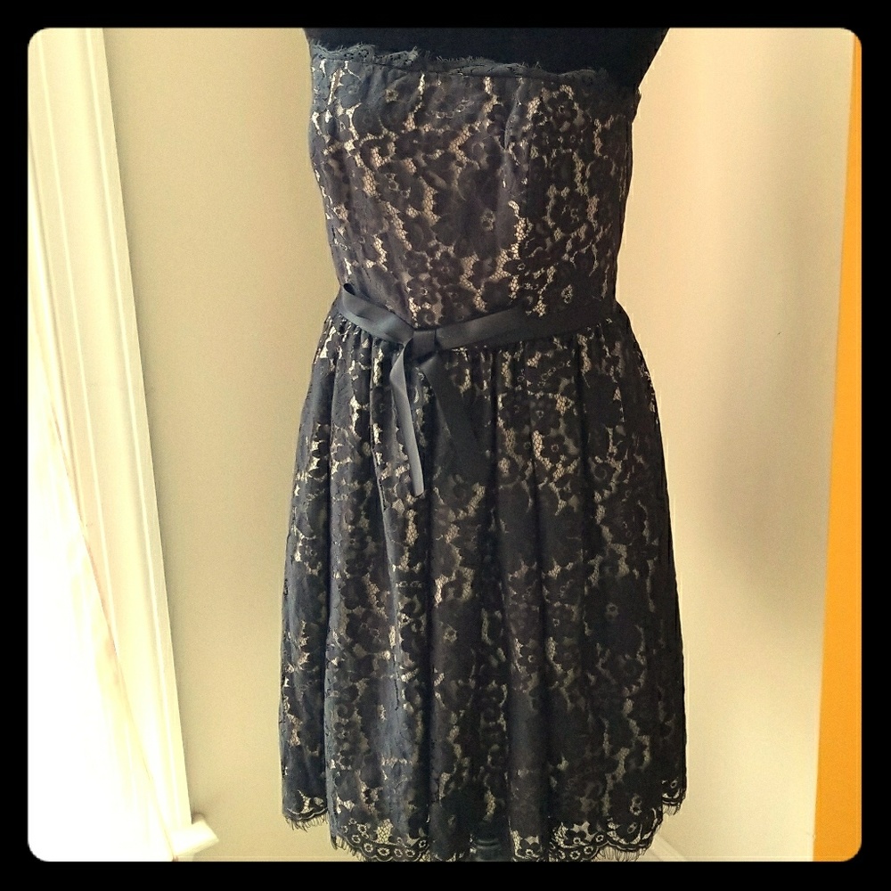 Robert Rodriguez Black Strapless Lace Party Dress