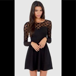 Lulu's black dress with polka dot lace