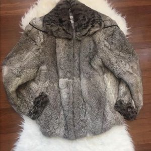 Wilsons Suede And Leather rabbit fur coat