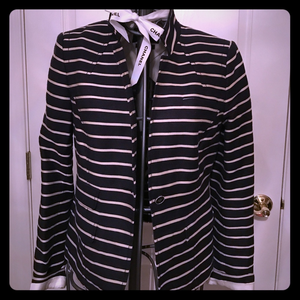 Banana Republic navy striped blazer