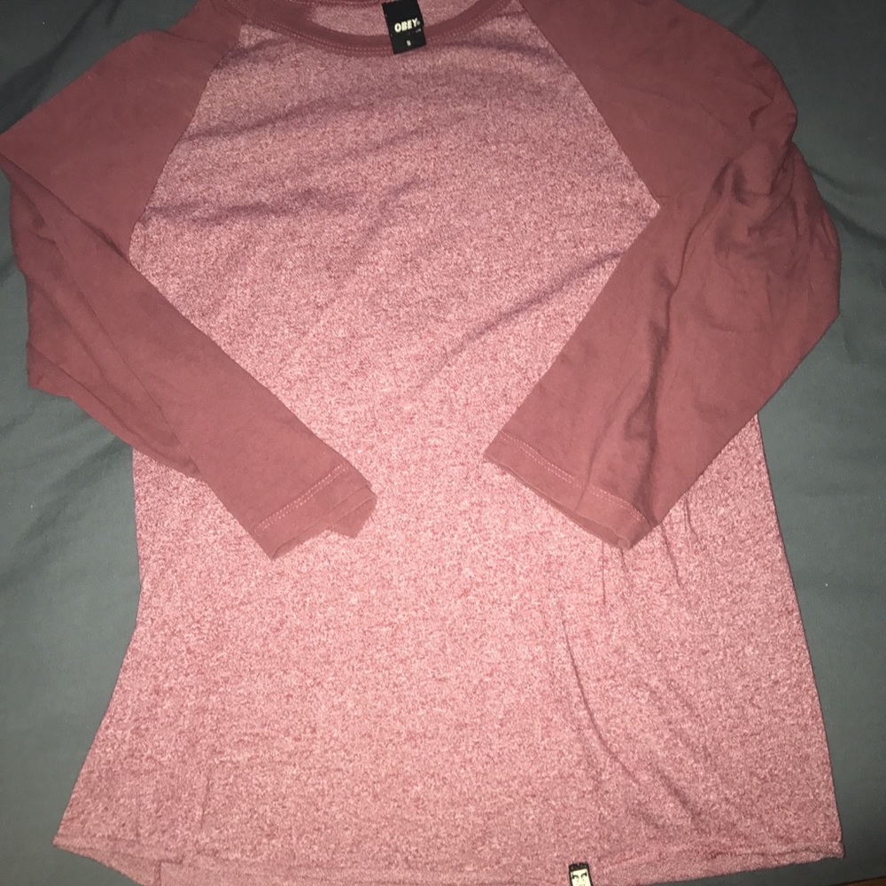burgundy obey baseball tee