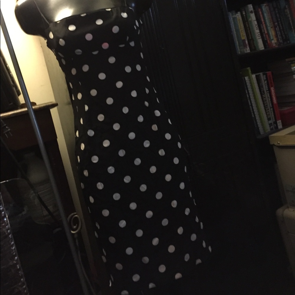 Black dress with  white polka dots
