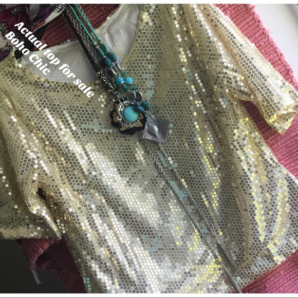 💲💲SALE MARKDOWN GOLD SEQUIN TEE - Picture 4 of 8