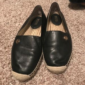 Black leather MK espadrilles