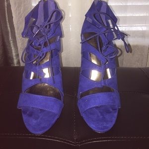 Madden Girl Blue Zipper Back Lace Up Heel, sz8.5