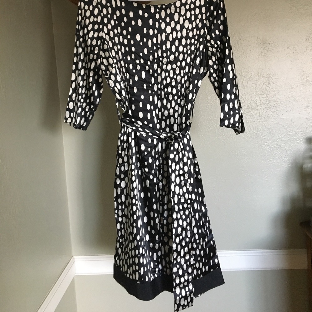Zara Basic Belted Black Dress with White Dots