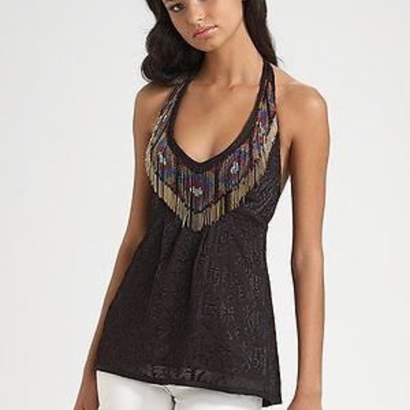 Nanette Lepore Tops - Nanette Lepore Mae West Beaded Halter Top Sz 2