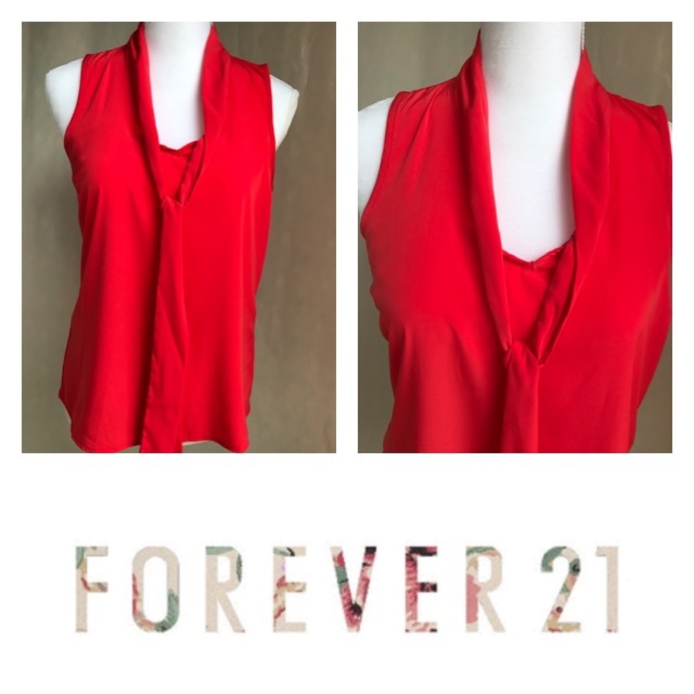 Forever 21 Sleeveless Tie Neck Career Blouse S