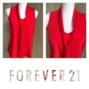 Forever 21 Sleeveless Tie Neck Career Blouse S