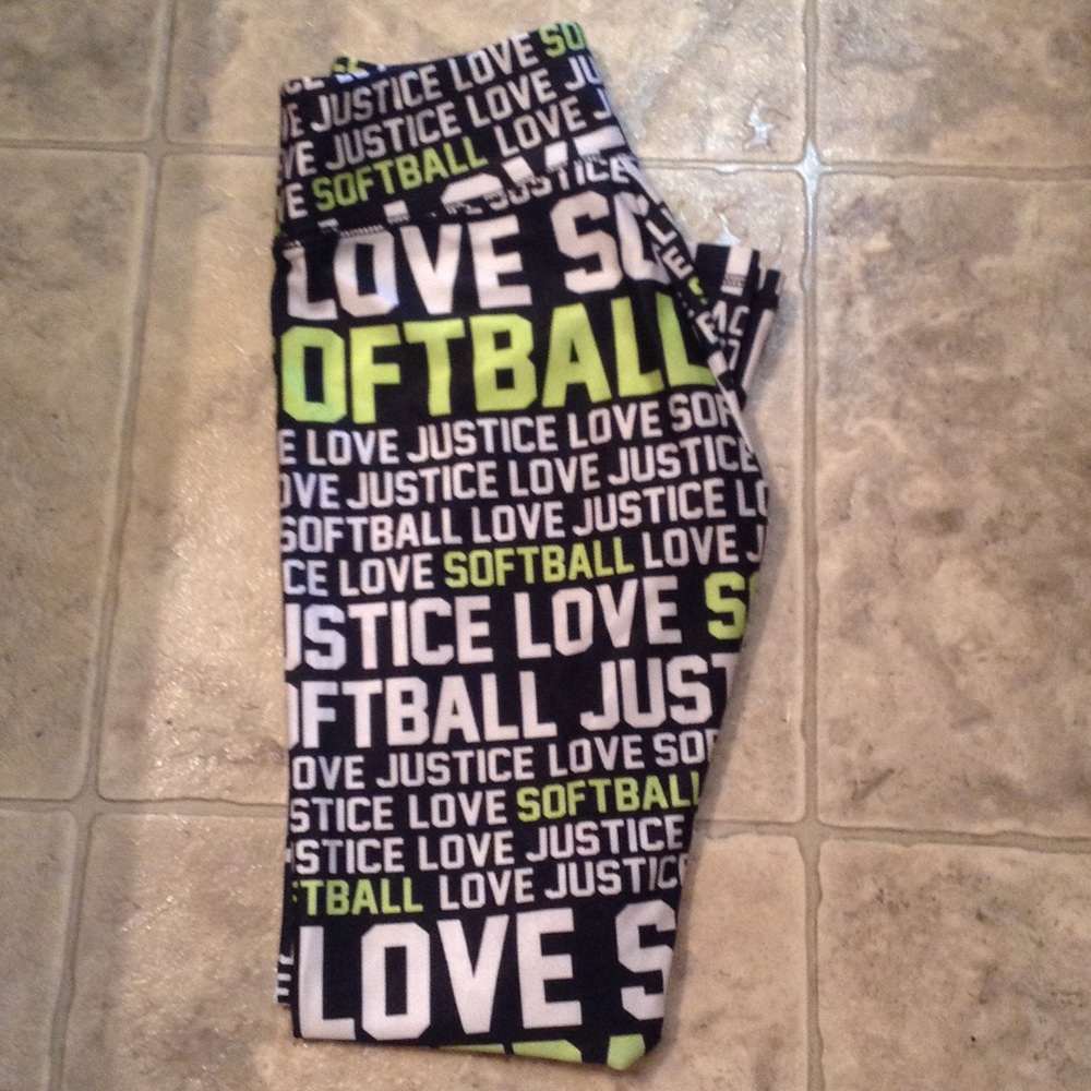 Justice 'love softball' leggings. Size 12.