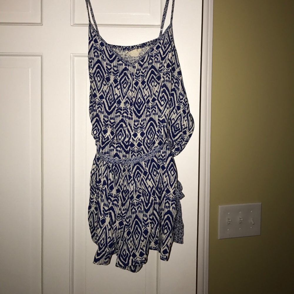 Blue and white romper