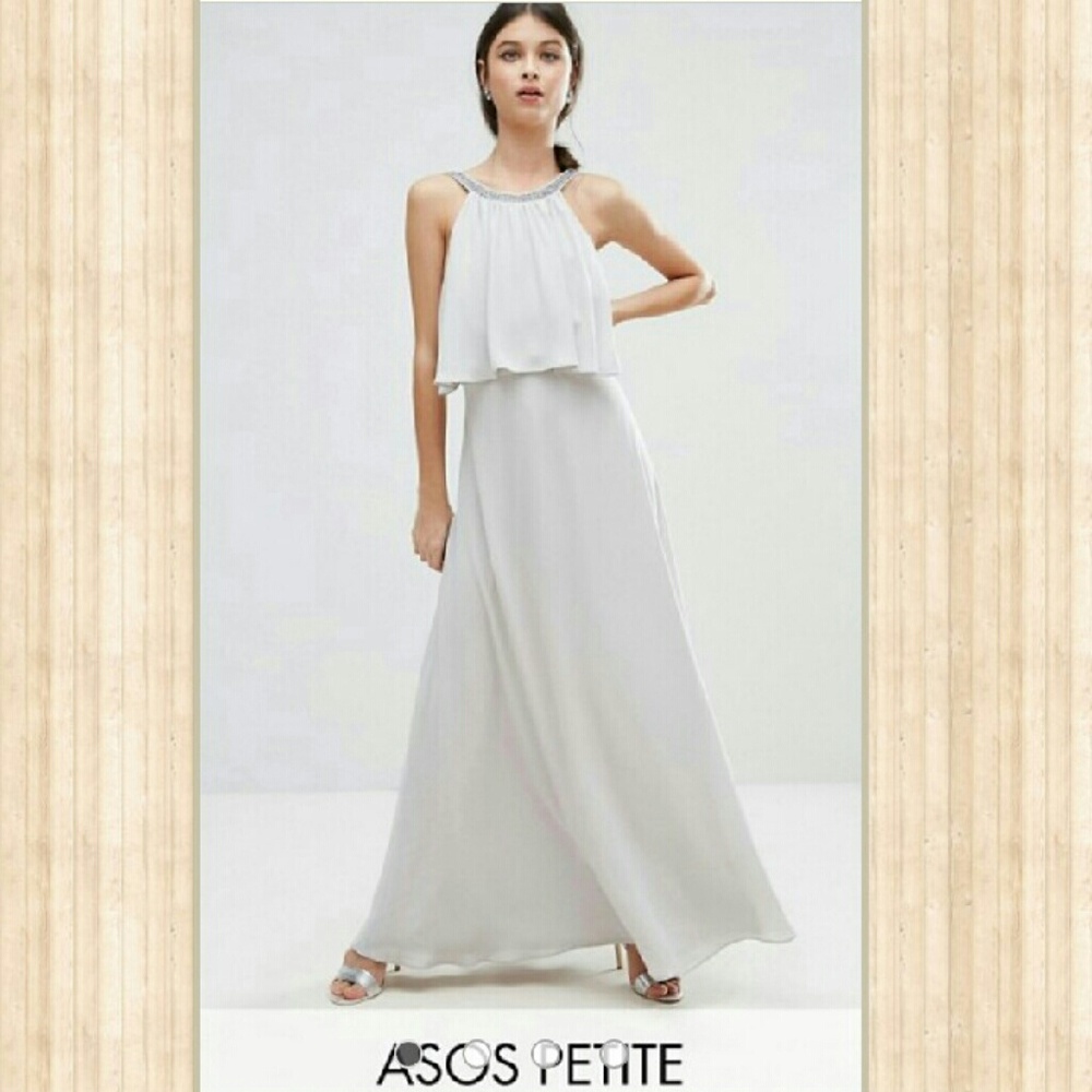 A stunning silver ASOS dress with gemstone accents