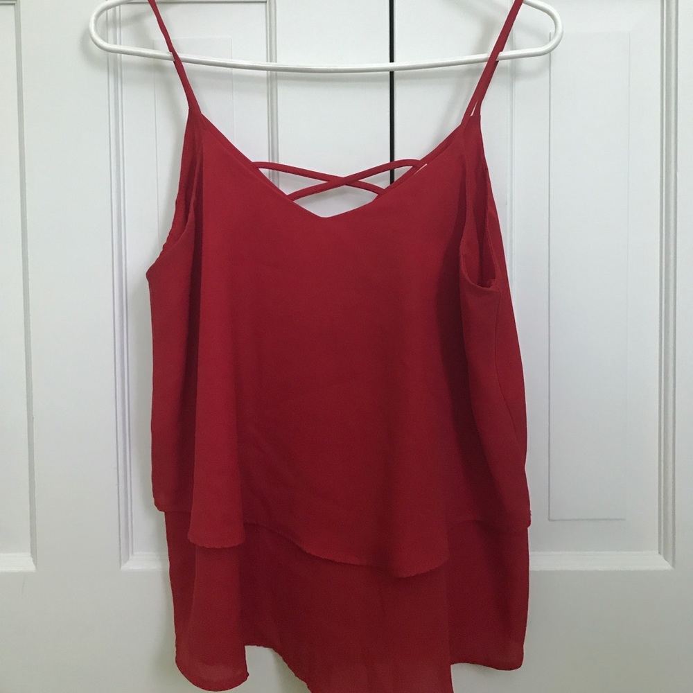 Annabella red dressy tank top, size M