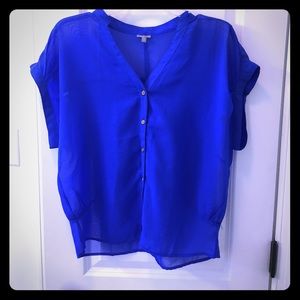 Blue short sleeve blouse