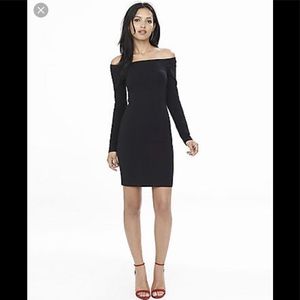 Never worn express fitted black off shoulder dress