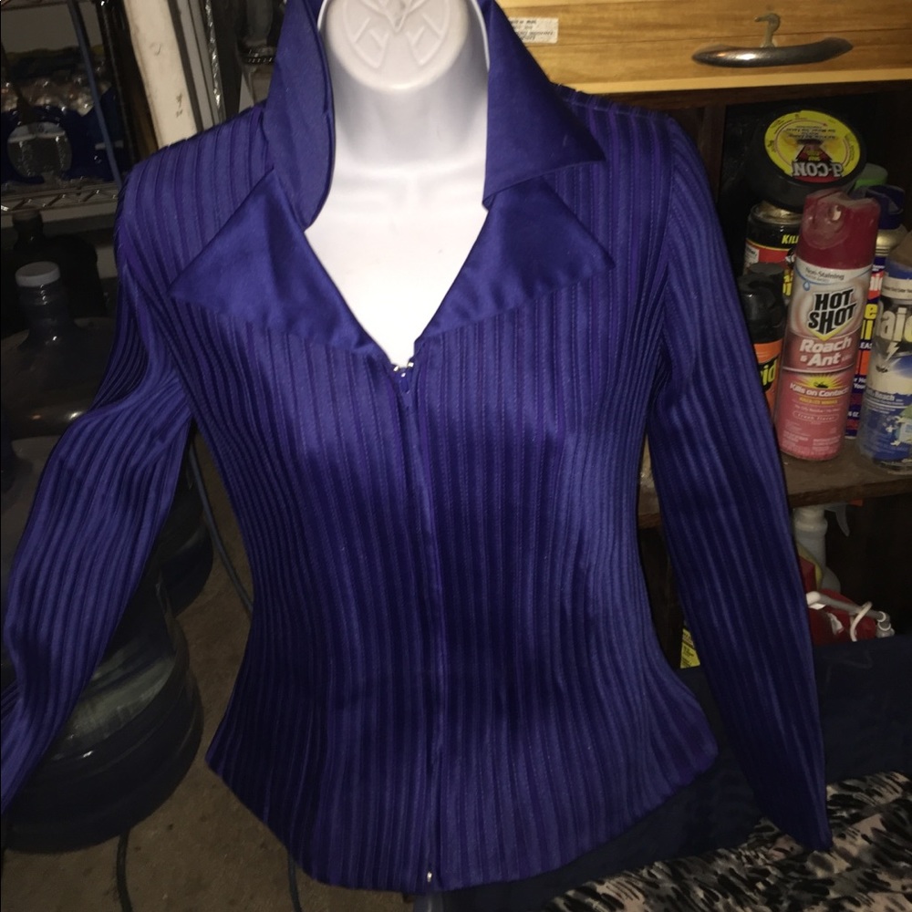 Ribbed long sleeve top cobalt blue colored