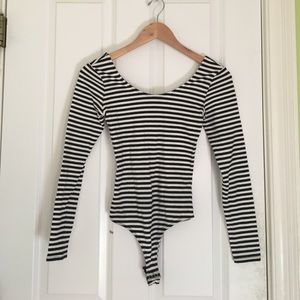 Black & White Striped Bodysuit