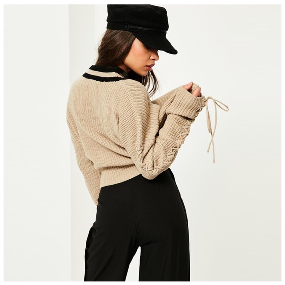 ‼️PRICE FIRM LAST CALL Lace Up Sleeve Sweater - Picture 2 of 5