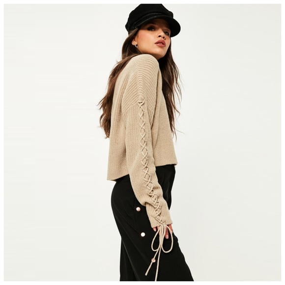 ‼️PRICE FIRM LAST CALL Lace Up Sleeve Sweater - Picture 4 of 5