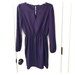 Purple long sleeve keyhole dress