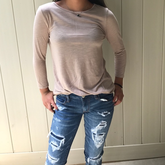 Long sleeve nude colored top - Picture 1 of 4