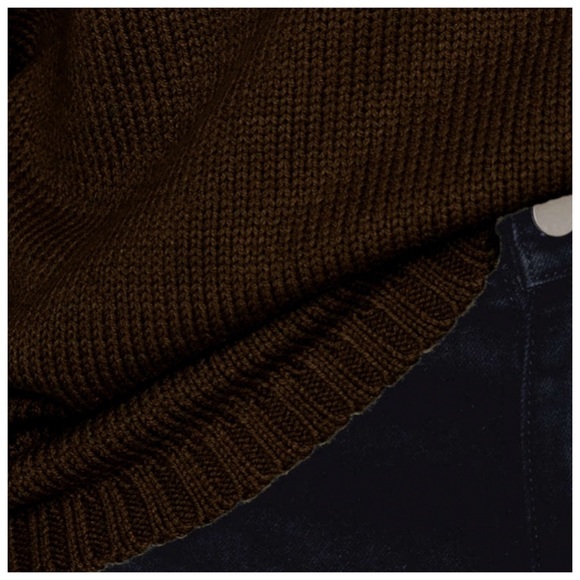 Chocolate Brown Flare Sleeve Turtleneck Sweater - Picture 3 of 4