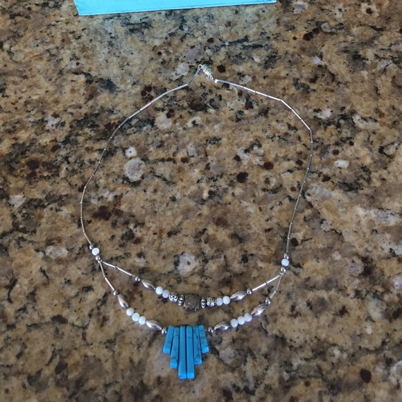 Silver & Turqouise Aztec Necklace - Picture 1 of 4