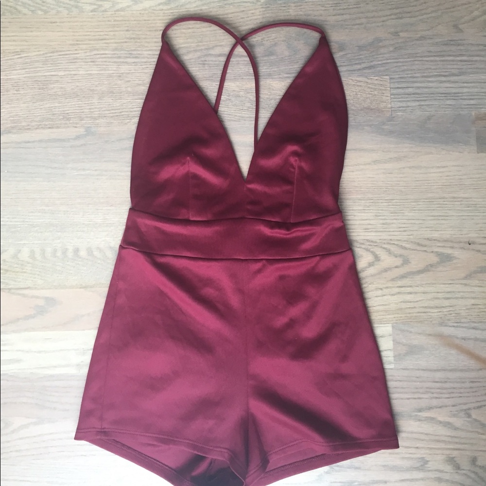 Burgundy scuba romper