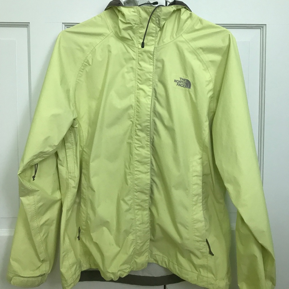 The North Face light yellow rain jacket, size M