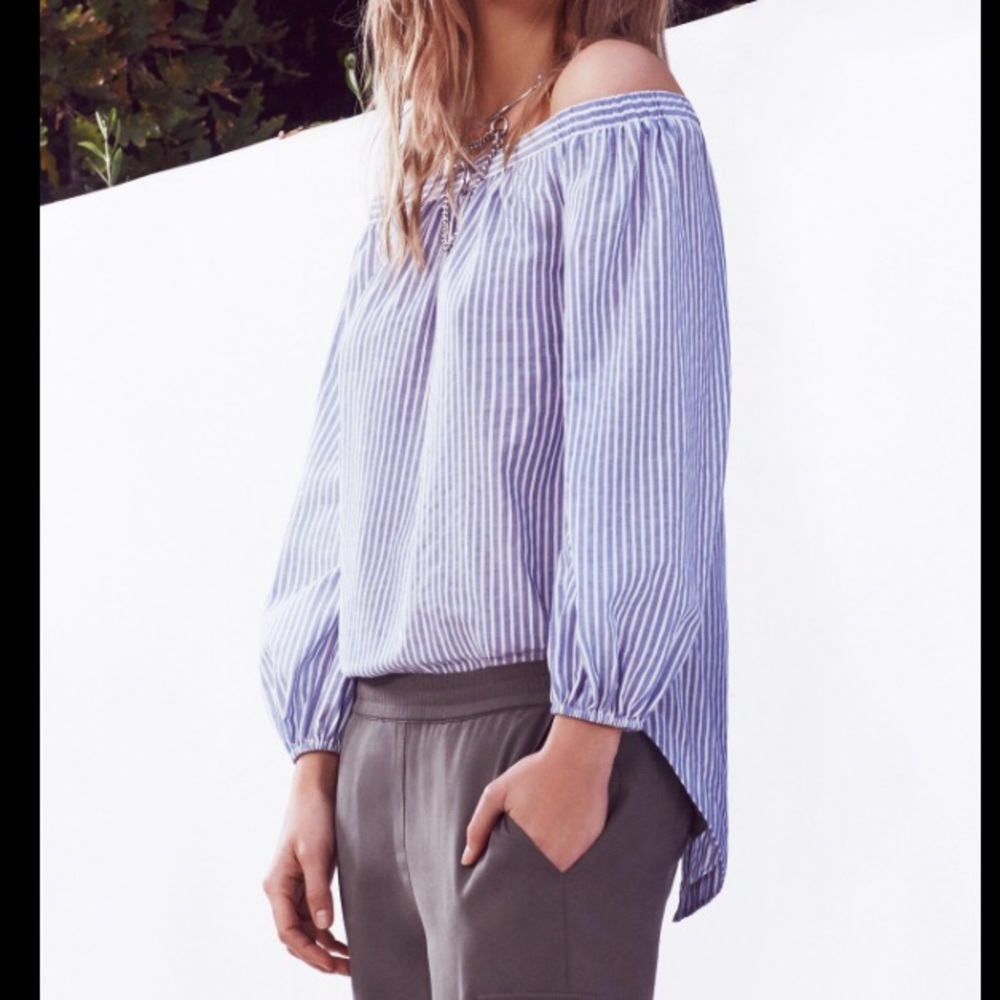 Bcbg Maxazria off-the-shoulder striped top