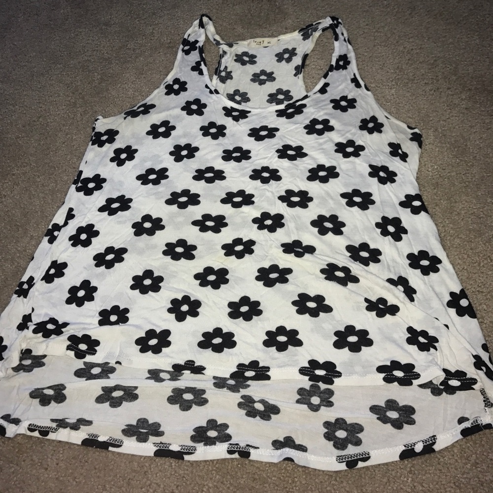 Black and white flower cute summer tank