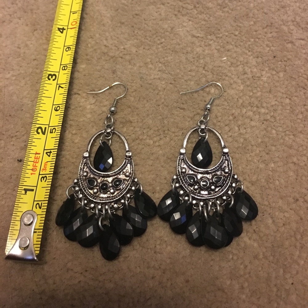 Black & Silver Dangle Earrings