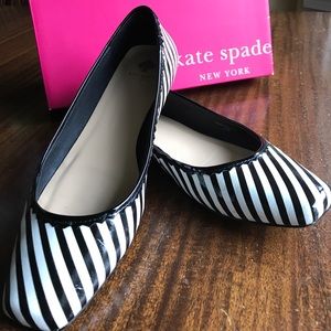 Adorable KATE SPADE flats black and cream striped