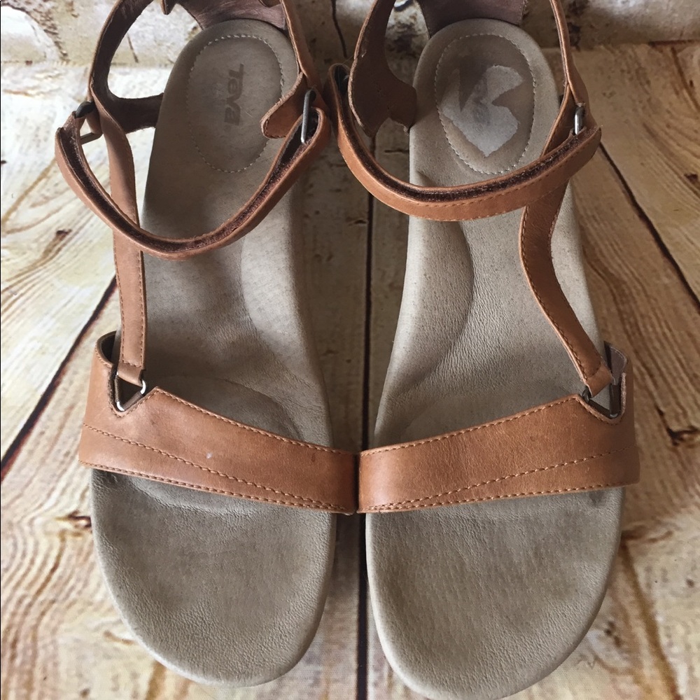 Teva Brown suede sandals 2 inch heel size 10