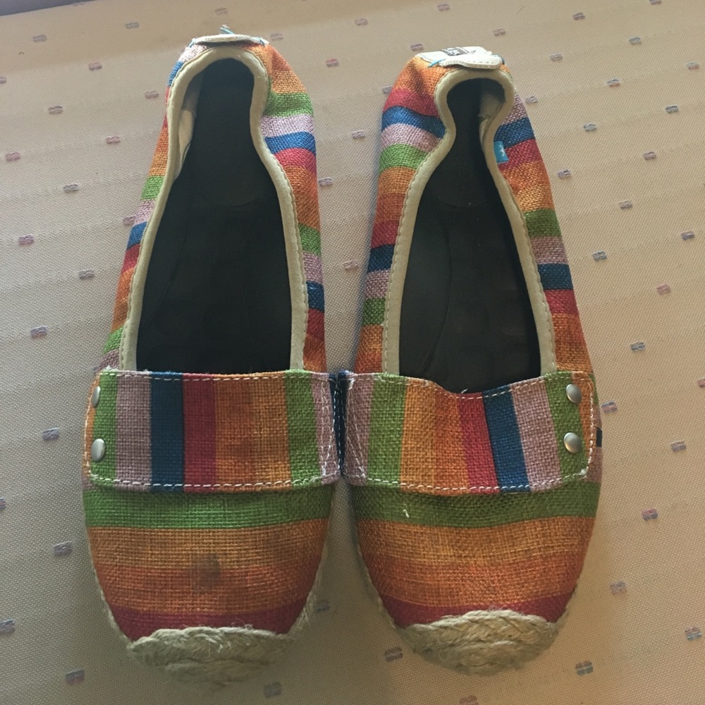 Free Waters rainbow colored slip on shoes