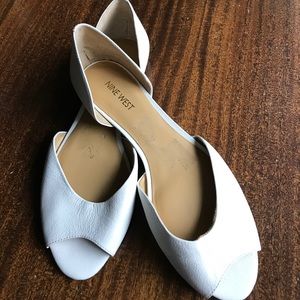 Nine West white peep toe flats Size 9