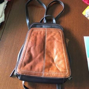 Brown leather backpack purse