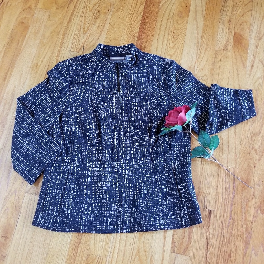 Chico's Black and White tweed print jacket