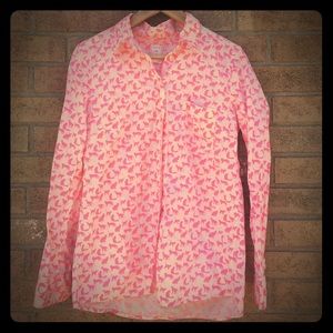 Gap Fitted Boyfriend Shirt in Cat Print