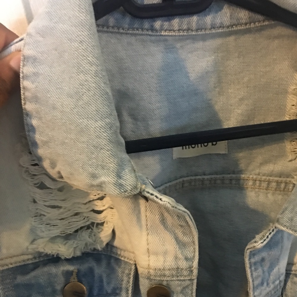 Women's Acid Wash Large Distressed Denim Jacket