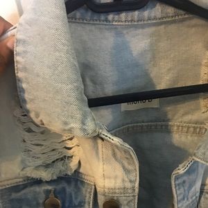 Women's Acid Wash Large Distressed Denim Jacket