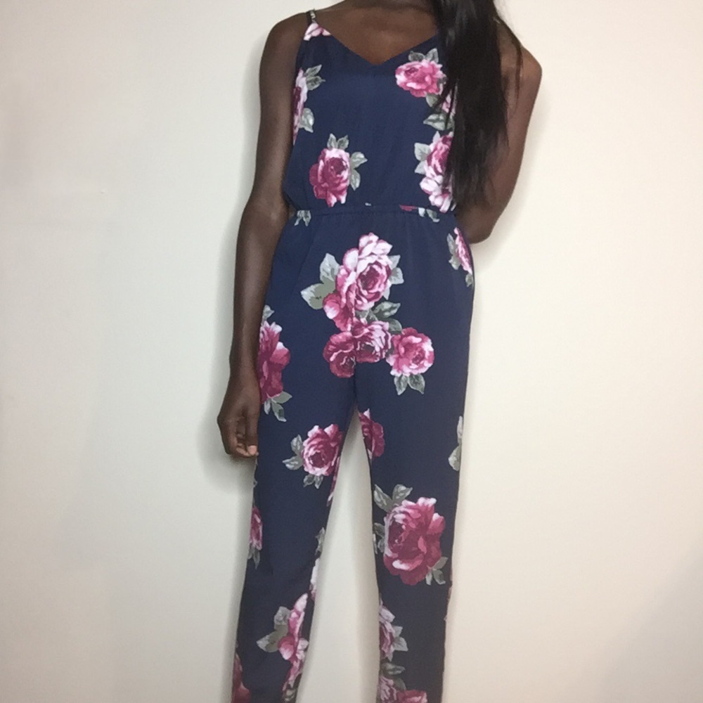 NAVY FLORAL JUMPSUIT