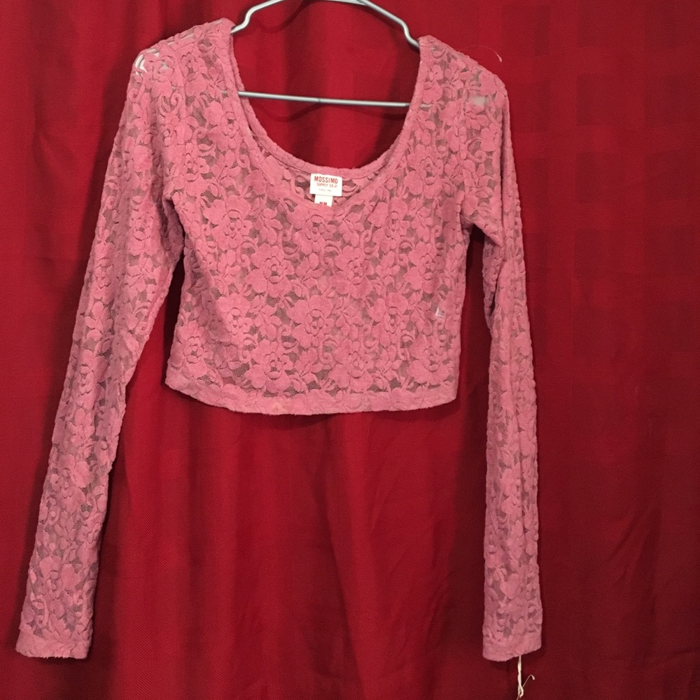 Lace long sleeve crop top